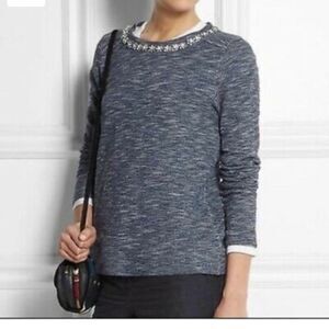J. Crew Embellished Long Sleeve Denim Look Top